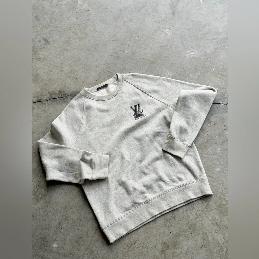 Louis Vuitton Cream Crewneck Sweatshirt with Small Chest Logo - Picture 1 of 8